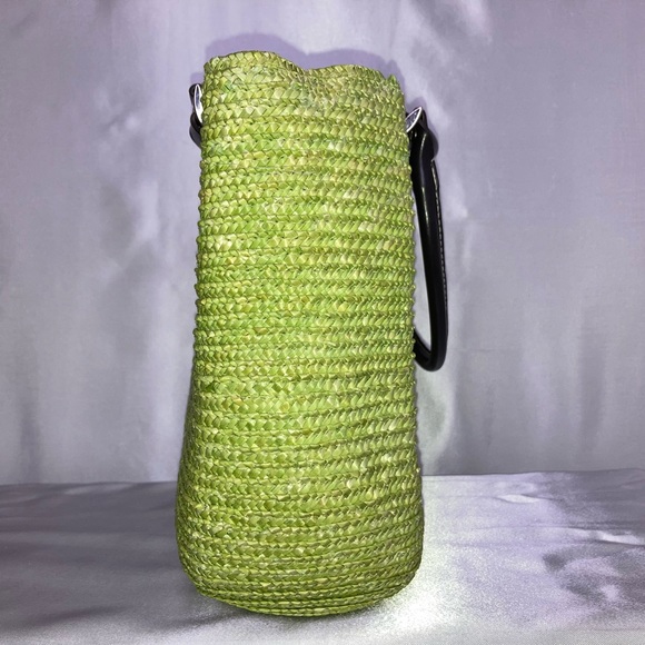 GREEN WOVEN STRAW FABRIC HANDBAG - Picture 5 of 9
